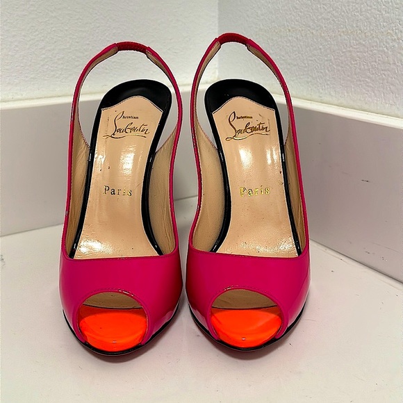 Shoes - Christian Louboutin patent leather sling back sandals, size 37